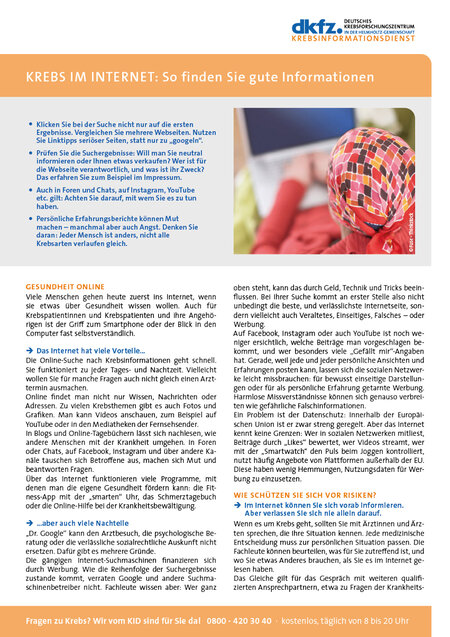 Informationsblatt "Krebs im Internet: Sicher surfen" Informationsblatt "Krebs im Internet: Sicher surfen"